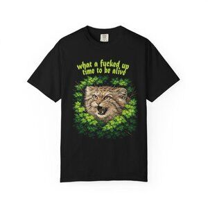 What a F*cked Up Time to Be Alive T-Shirt Size M – Dark Humor Wolf Graphic Tee,
